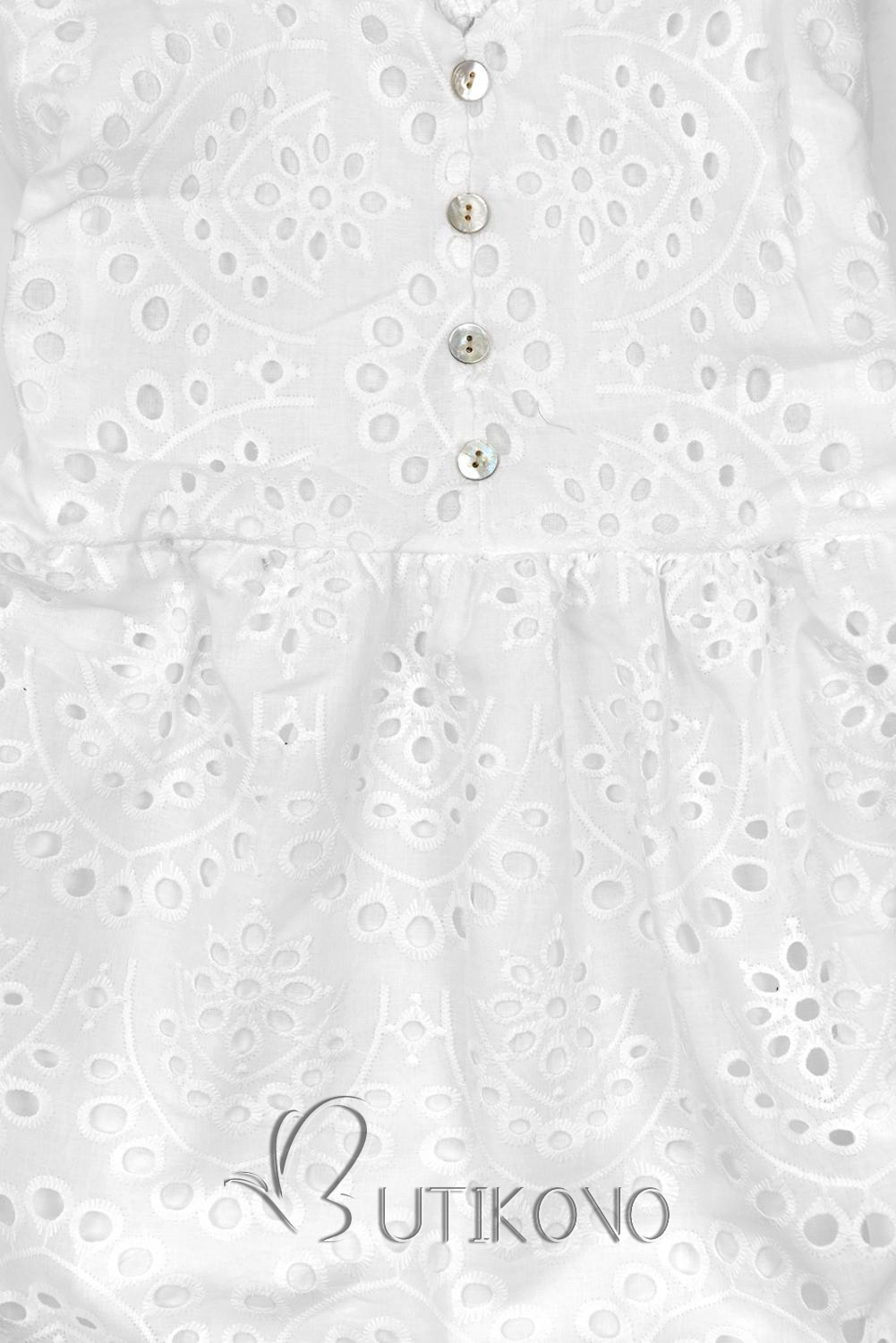 Bílé šaty s perforovanou výšivkou
