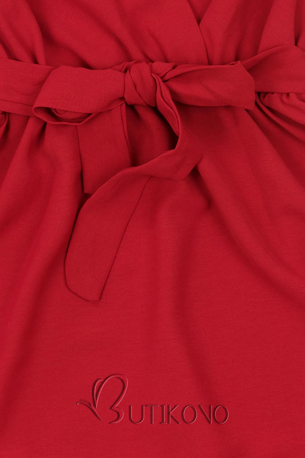 Červené šaty s volánovými rukávy