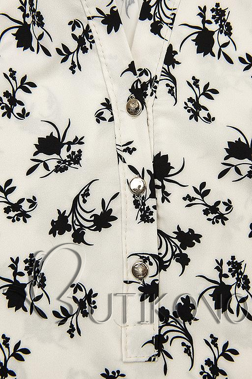 Bílo-černá košile s květinovým vzorem