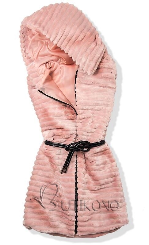 Růžová kožešinová vesta s páskem IT05