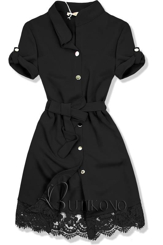 Černé šaty s krajkovým lemem