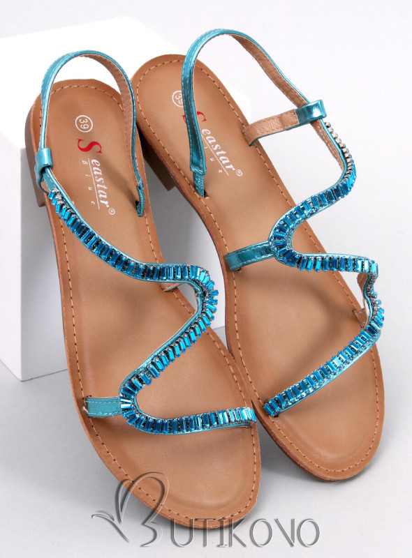 Modré sandály s krystalky