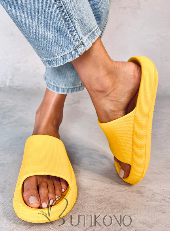 Dámské gumové pantofle žluté