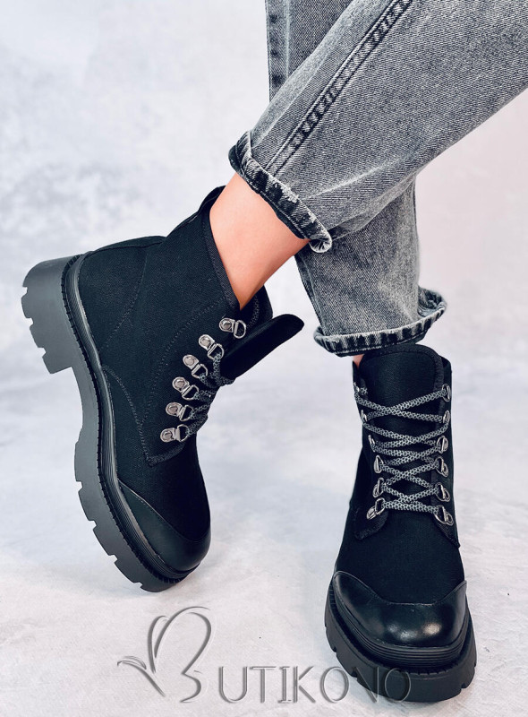 Černé látkové trekingové boty