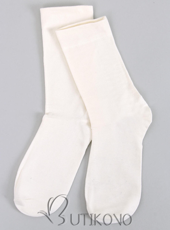 Hladké vysoké dámské ponožky ecru