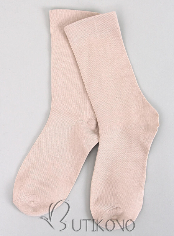 Hladké vysoké dámské ponožky nude