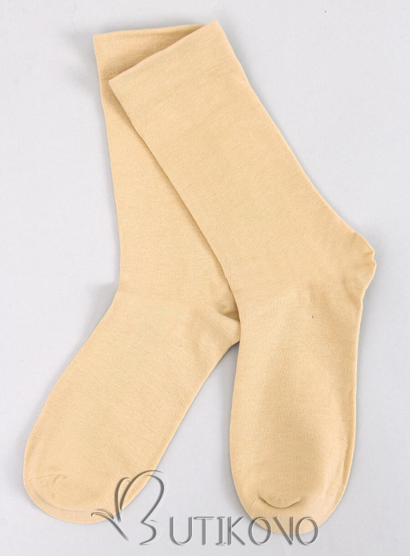 Hladké vysoké dámské ponožky světle žluté