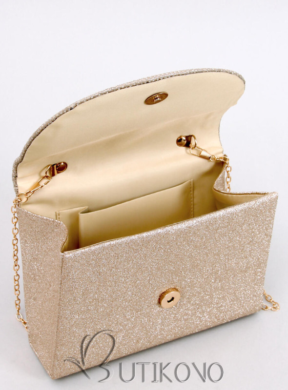 Lesklá formální kabelka zlatá