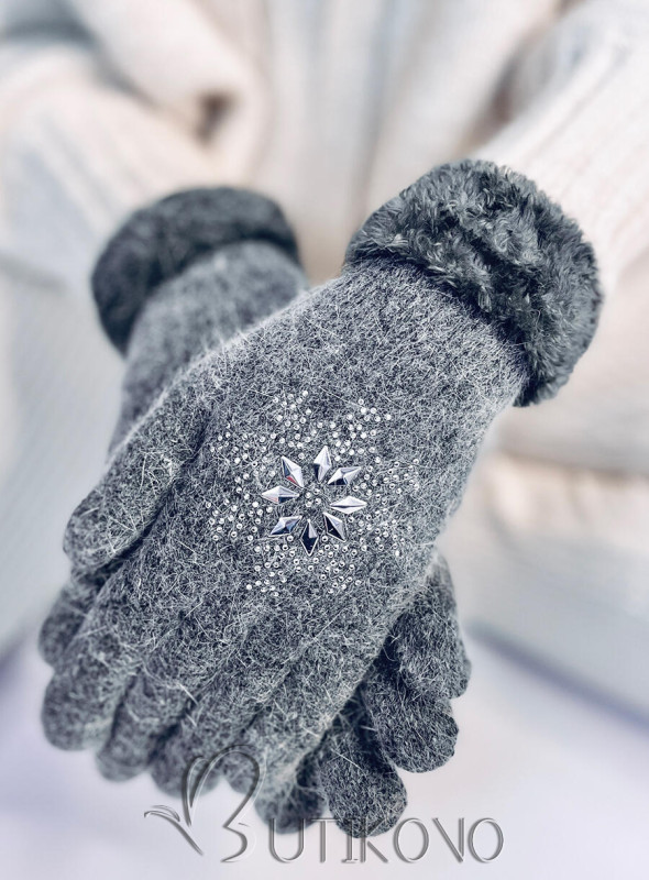 Tmavě šedé dámské rukavice SNOWFLAKE