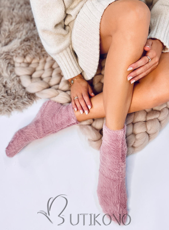 Růžové hřejivé ponožky na zimu