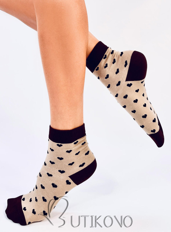 Dámské ponožky se vzorem srdíček - 5 párů