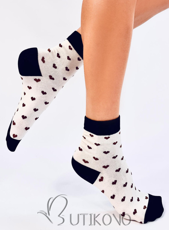 Dámské ponožky se vzorem srdíček - 5 párů