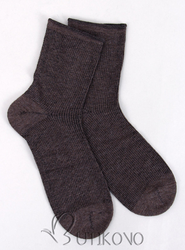 Hnědé hladké dámské ponožky