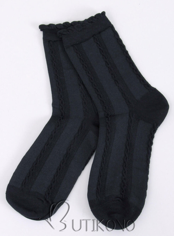 Černé ponožky s pleteným vzorem 01