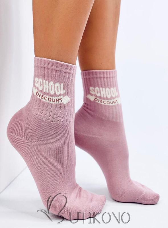 Růžové bavlněné ponožky SCHOOL