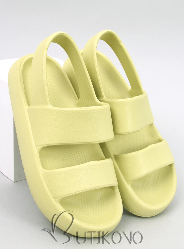 Neonově zelené pěnové sandály