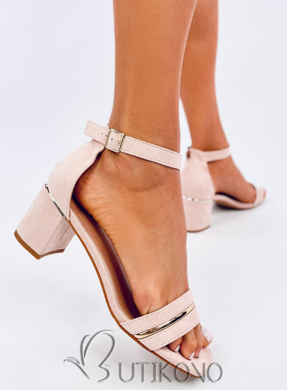 Světle růžové nízké elegantní sandály