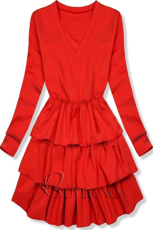 Červené šaty s volánovou sukní
