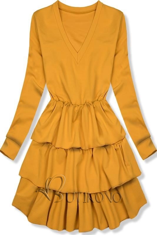 Žluté šaty s volánovou sukní