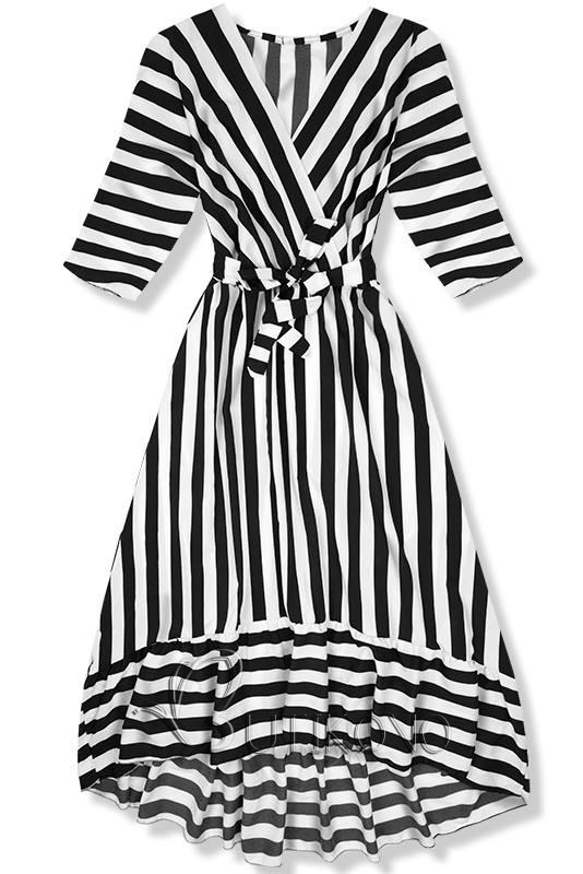 Černo-bílé pruhované maxi šaty III.