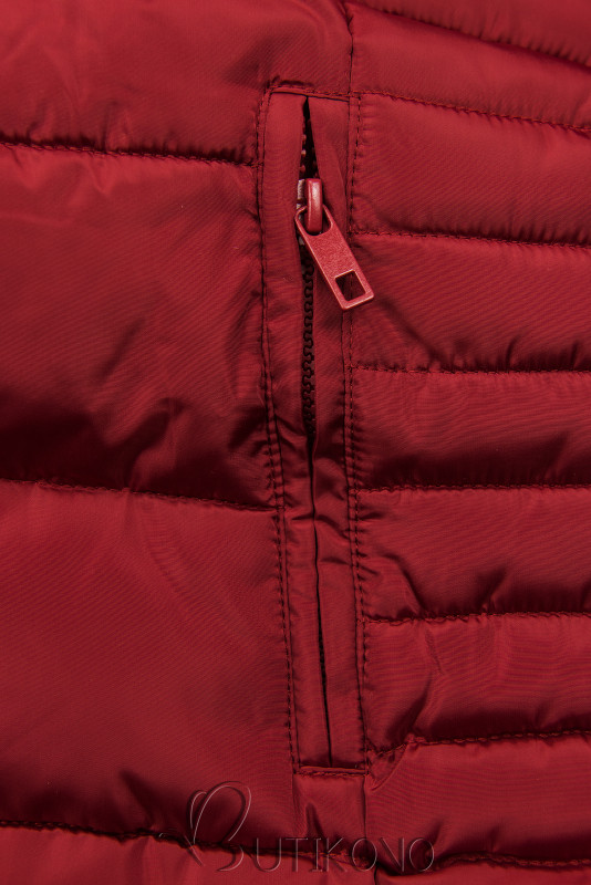 Tmavě červená prošívaná zimní bunda