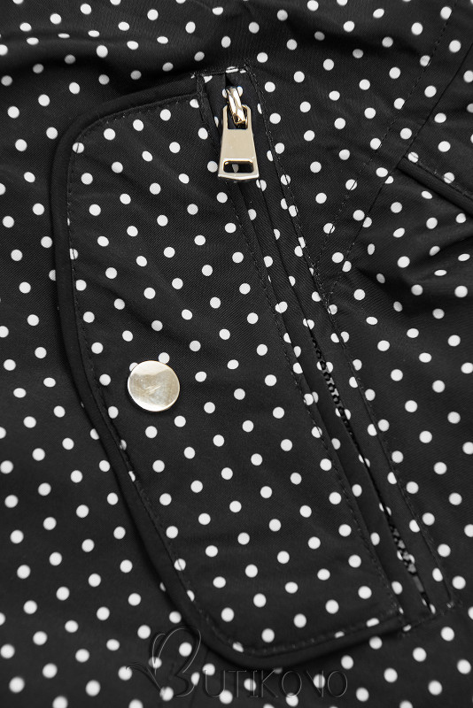Tečkovaná oboustranná bunda černá/karamelová