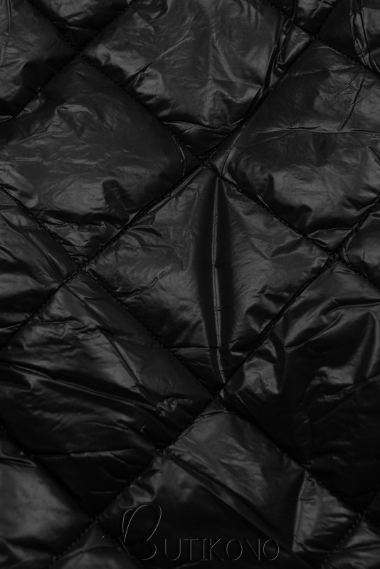 Černá lesklá zimní bunda s páskem