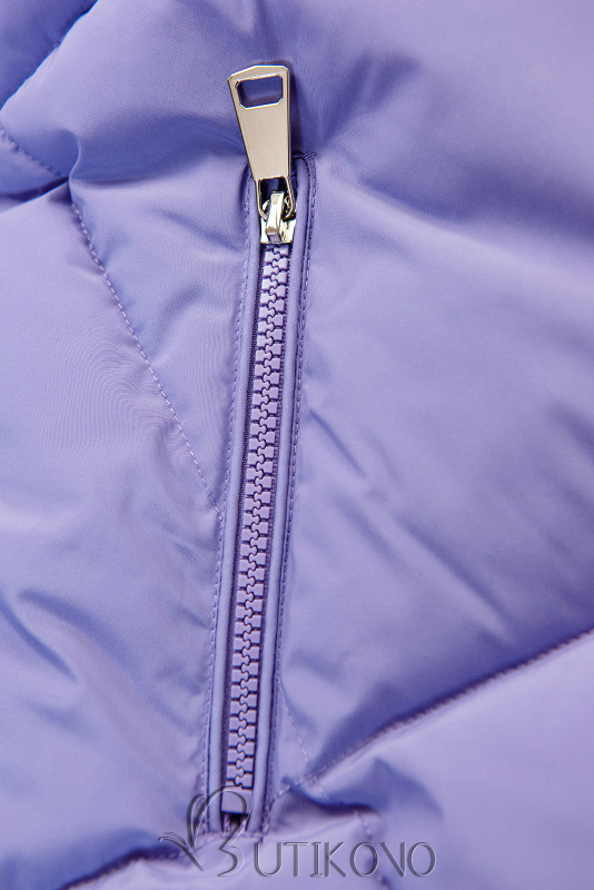 Světle fialová zimní bunda s kapucí