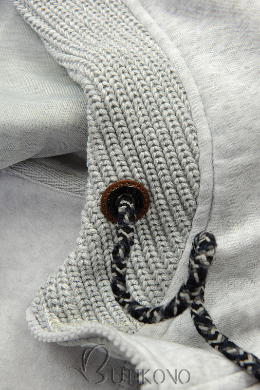 Světle šedá mikina s ozdobným pletením