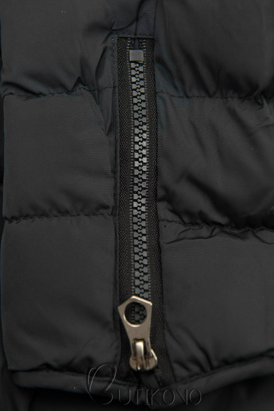 Černá prošívaná bunda s plyšovou podšívkou
