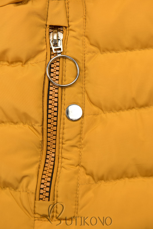 Hořčicově žlutá prošívaná bunda s plyšovou podšívkou