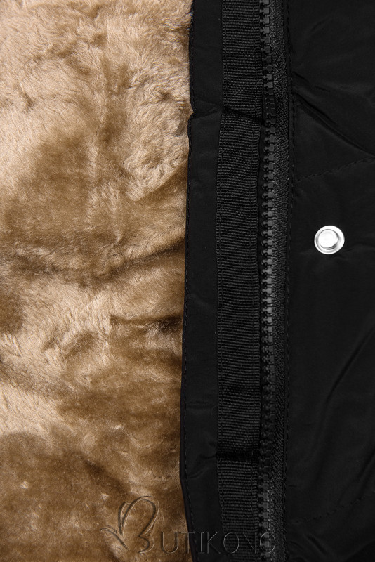 Černá zimní bunda s plyšovou podšívkou