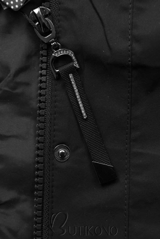 Přechodný plášť s páskem černý