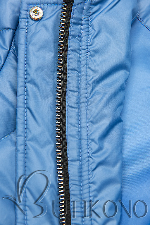 Modrá prošívaná bunda bez kapuce