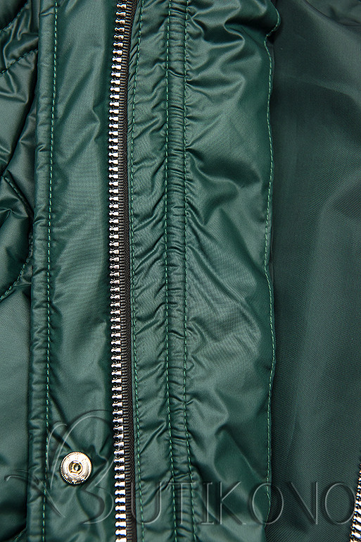 Zelená prošívaná bunda bez kapuce