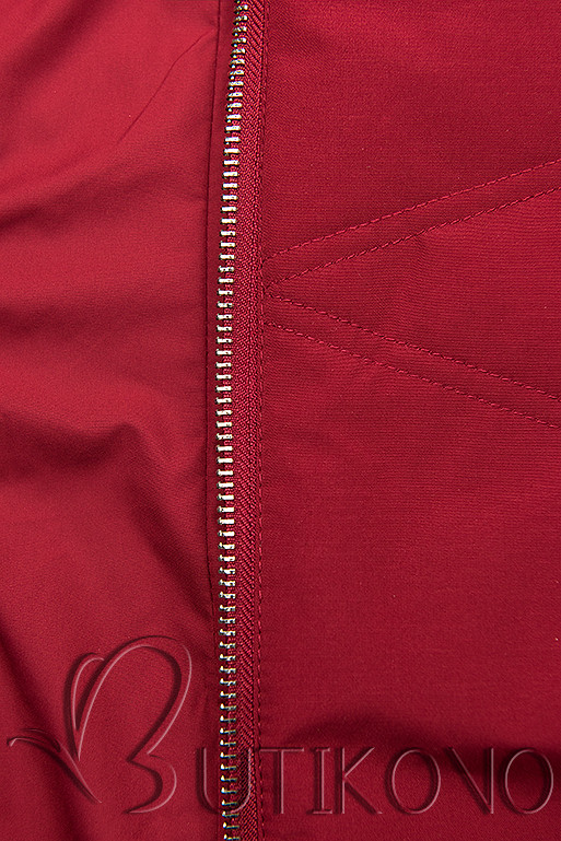 Červená prodloužená bunda s kapucí