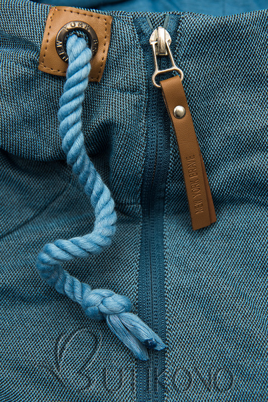 Jeans modrá prodloužená mikina se zipy