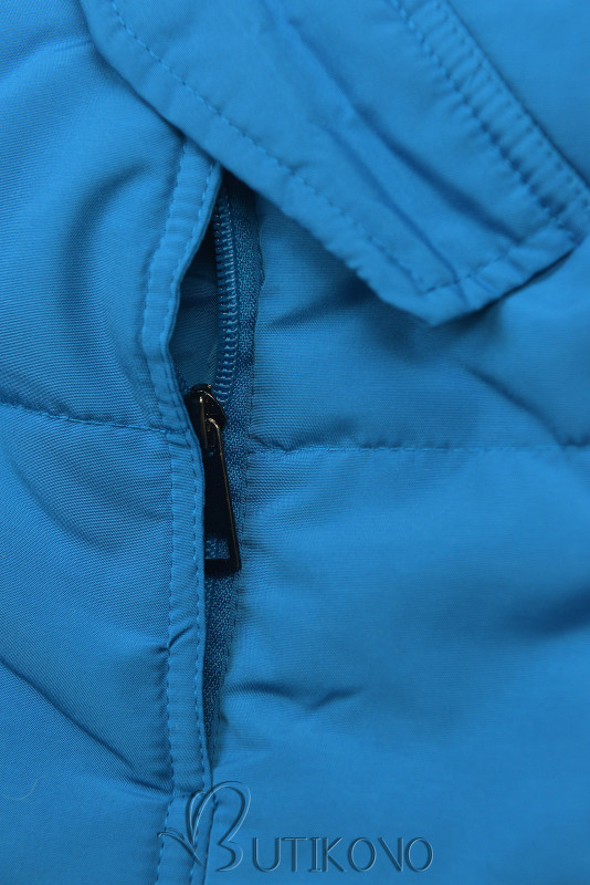 Kobaltově modrá zimní bunda s šedým plyšem
