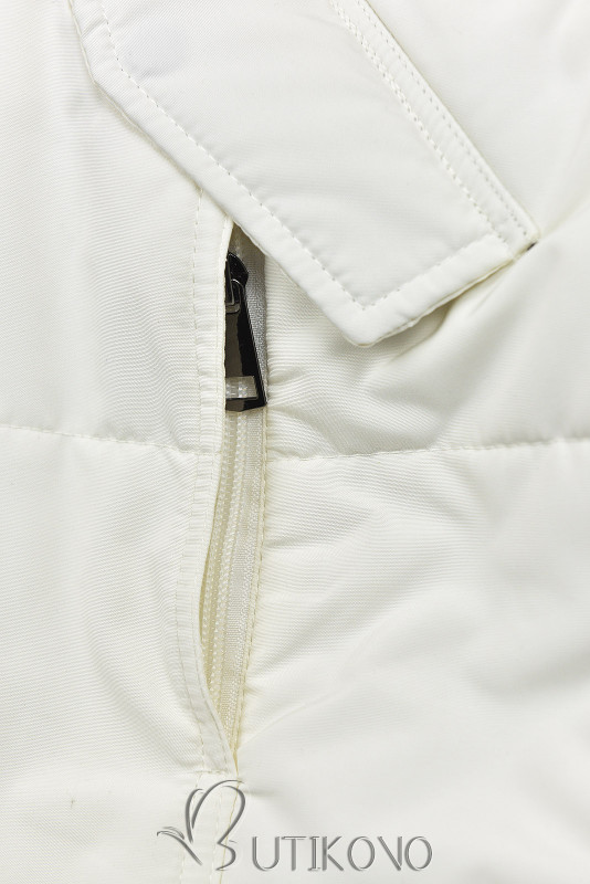 Krémově bílá zimní bunda s šedým plyšem