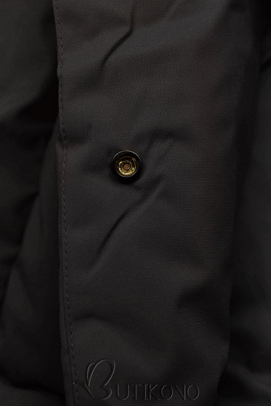 Černá prošívaná zimní bunda s páskem