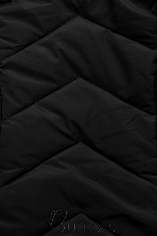 Černá prošívaná zimní bunda s odnímatelnou kapucí