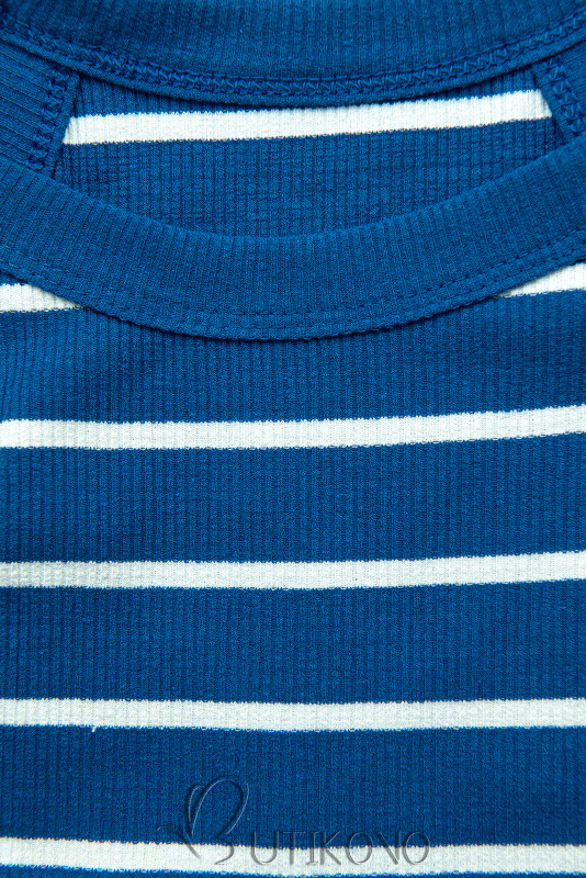 Kobaltově modré pruhované šaty na ramínka