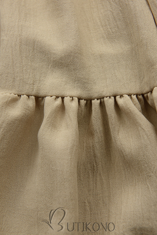 Béžové midi letní šaty s páskem