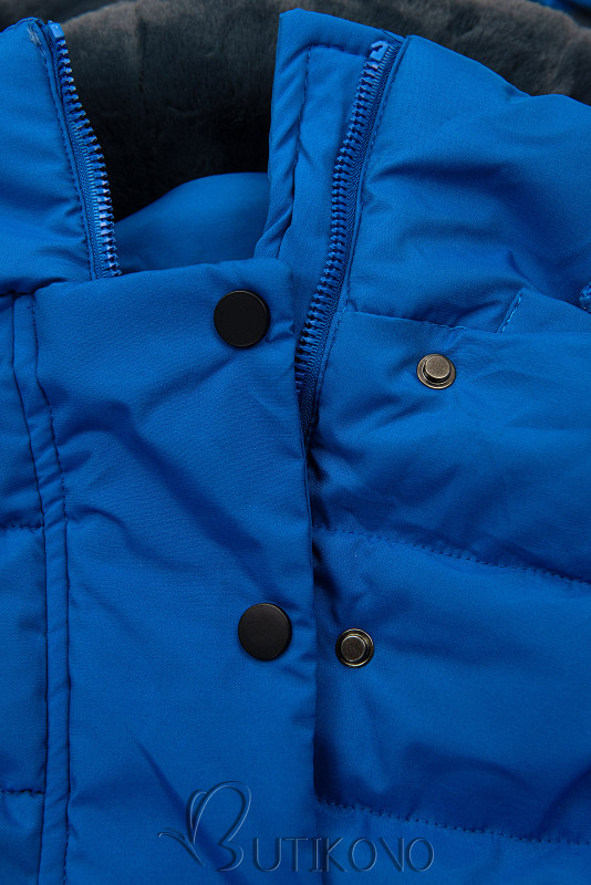 Kobaltově modrá zimní bunda s opaskem