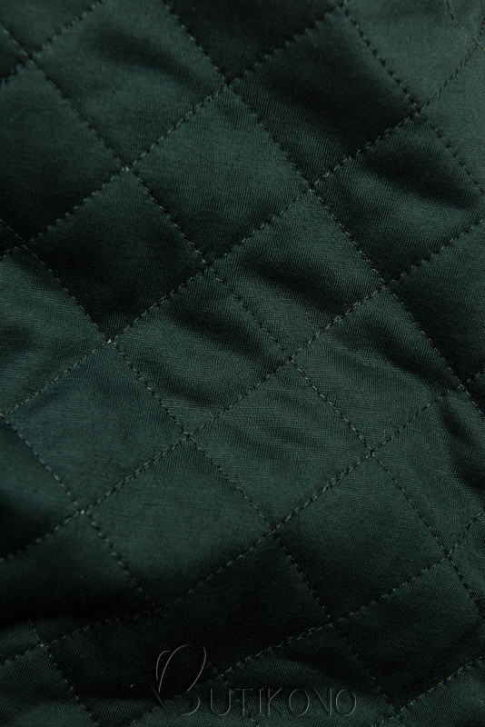Smaragdově zelená mikina s prošívanou kapucí
