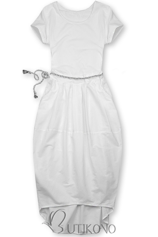 Bílé midi šaty v basic stylu