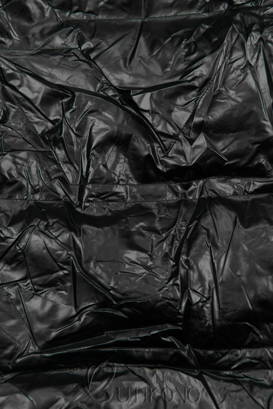 Černá/hnědá lesklá oboustranná bunda