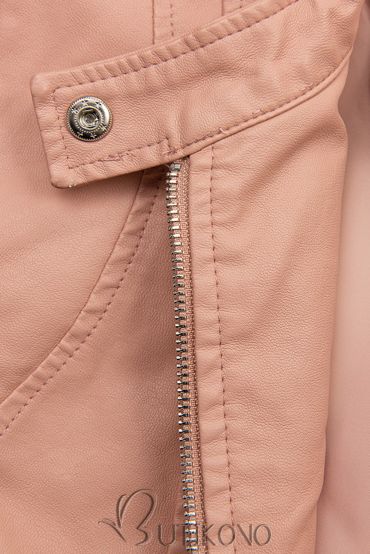 Růžová basic koženková bunda