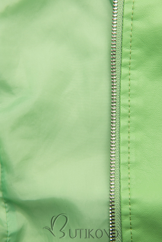 Jablkově zelená basic koženková bunda