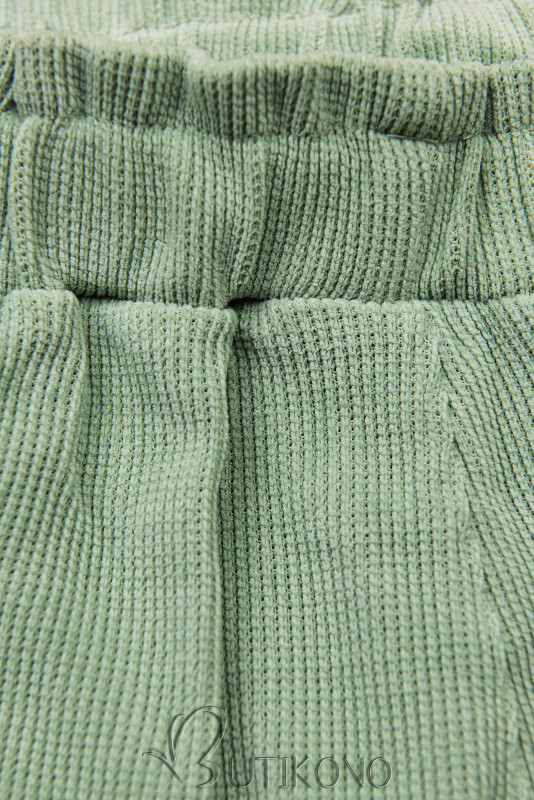 Světle zelené ležérní kalhoty s gumou v pase